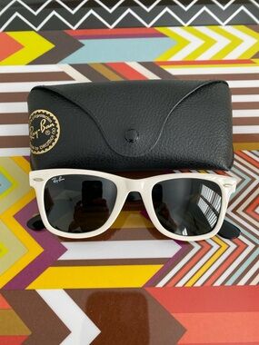 Authentic Ray-Ban White Frame Sunglasses with Black Lenses